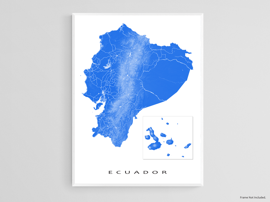 Ecuador and Galapagos Islands map print designed by Maps As Art.
