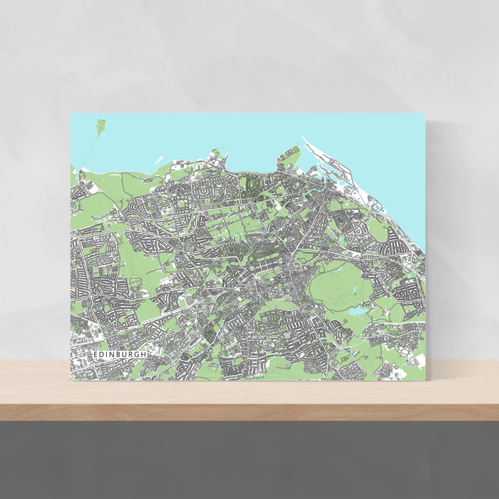 Edinburgh, Scotland map art print with city streets and buildings designed by Maps As Art.