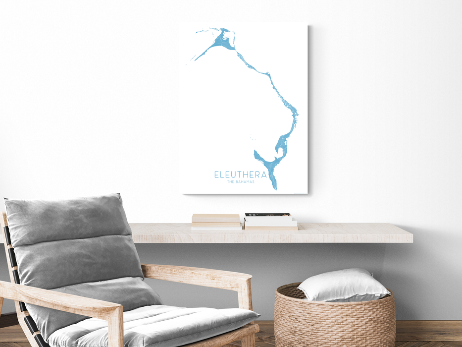 Eleuthera Bahamas Map - The Bahamas Wall Art Print, Harbour Island Poster Maps