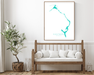 Eleuthera, The Bahamas map print with wooden bench home decor by Maps As Art.
