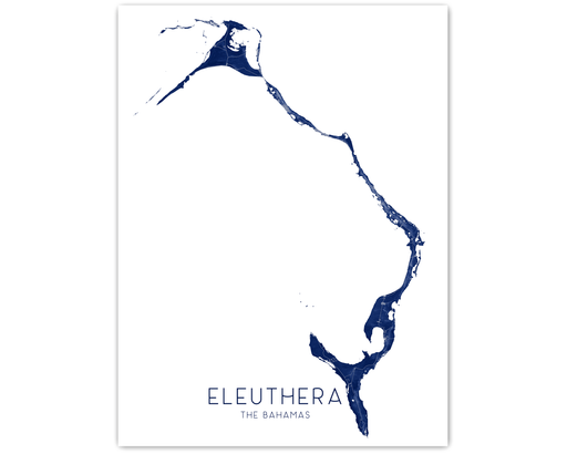 Eleuthera, The Bahamas map print in Midnight by Maps As Art.
