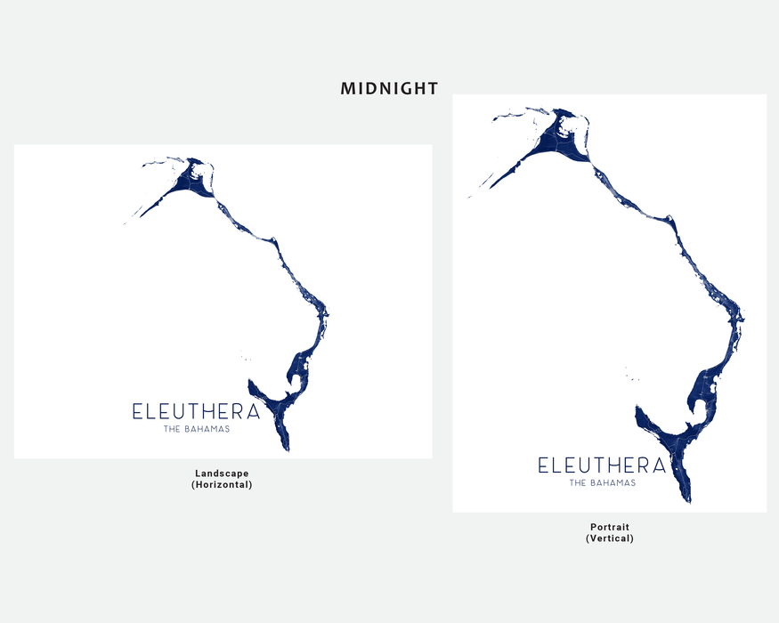 Eleuthera, The Bahamas map print in Midnight by Maps As Art.
