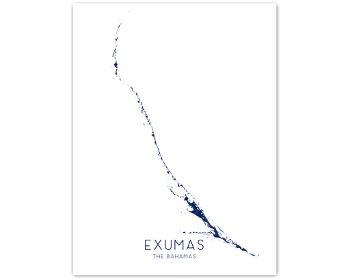 Exuma The Bahamas map print by Maps As Art.