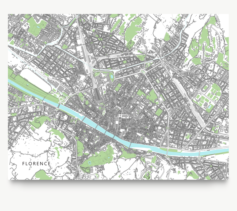 Florence Map Print, Italy, Grey — Maps As Art