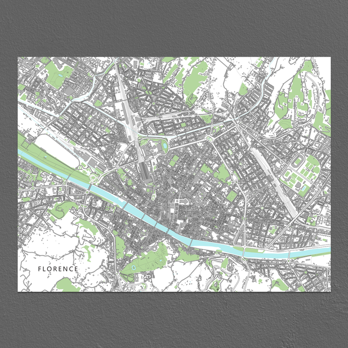 Florence Map Print, Italy, Grey — Maps As Art