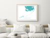 Florida Keys map print with a topographic turquoise design by Maps As Art.