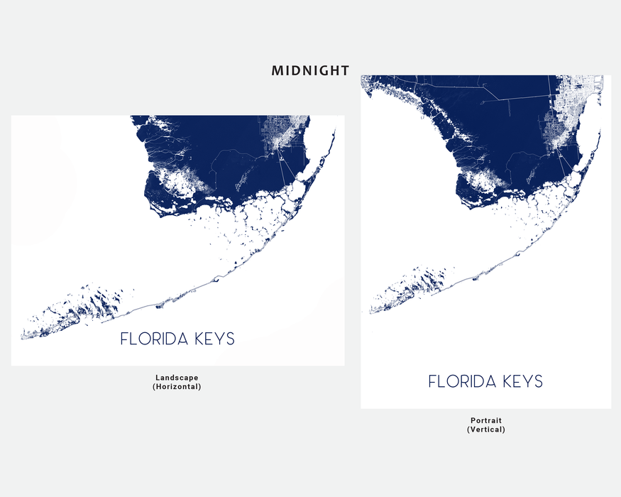 Florida Keys map art print designed by Maps As Art.