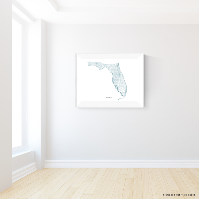 Florida state map art print in a geometric, minimalist style designed by Maps As Art.