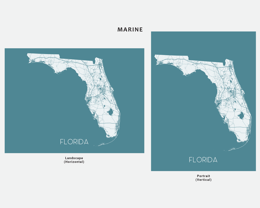 Florida Mini Map Florida Wall Art Print, FL State Map Poster with Roads, 3D Landscape ...