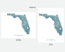 Florida map wall art print in Spruce by Maps As Art.