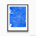 Fort Worth, Texas map print with city streets and roads in Blue designed by Maps As Art.