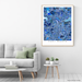 Fort Worth, Texas map art print in blue shapes designed by Maps As Art.