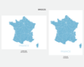 France country map print with a 3D topographic design by Maps As Art.