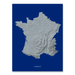 France map print with natural landscape in greyscale and a navy blue background designed by Maps As Art.