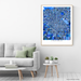 Fresno, California map art print in blue shapes designed by Maps As Art.