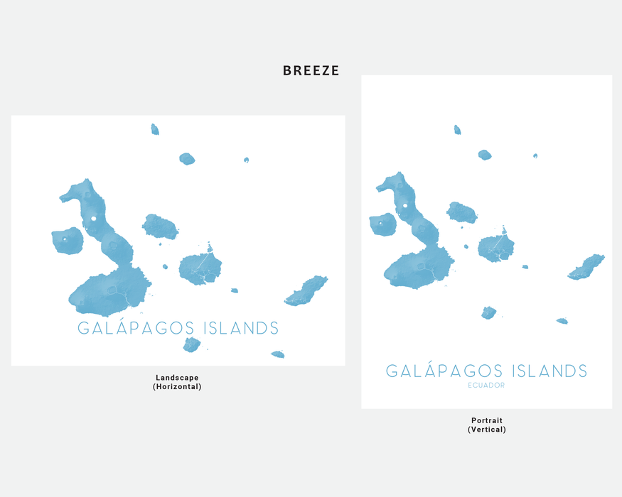 Galapagos Islands Ecuador map print with a 3D topographic design by Maps As Art.