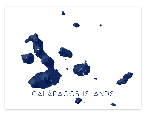Galapagos Islands Ecuador map print wit ha 3D topographic design by Maps As Art.