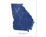 Georgia state map print in Midnight by Maps As Art.
