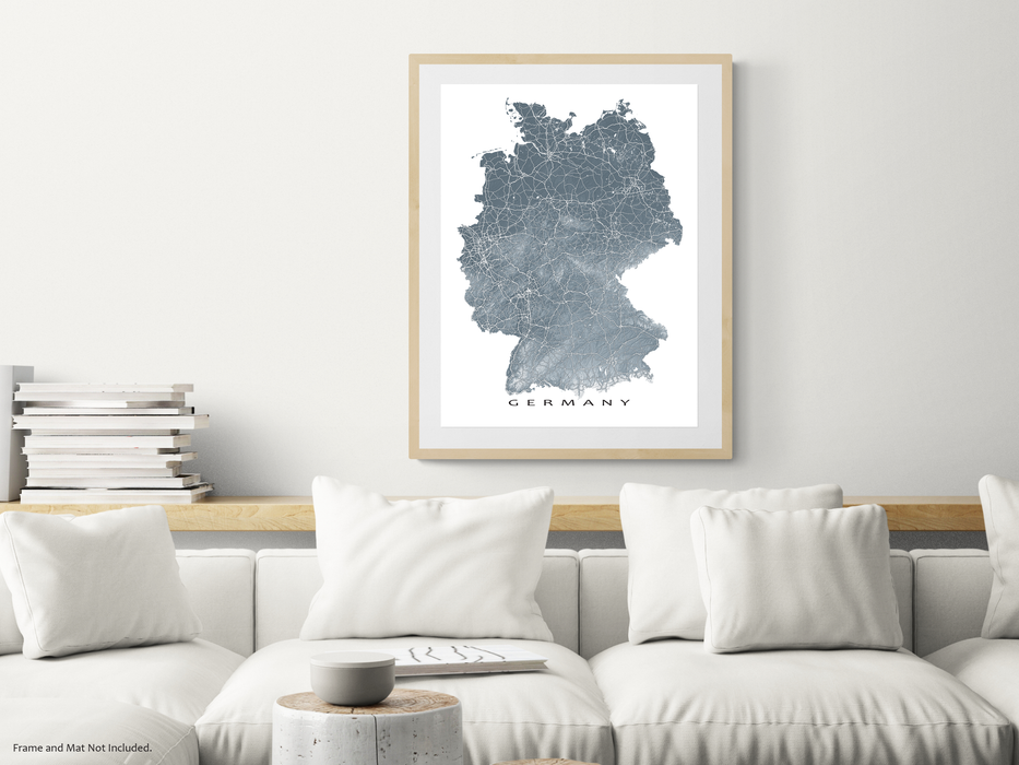 Germany Map Wall Art Print, 3D Topographic Country Poster Maps, Berlin Munich