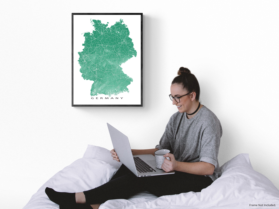 Germany Map Wall Art Print, 3D Topographic Country Poster Maps, Berlin Munich