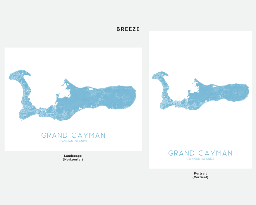 Grand Cayman map print in Breeze by Maps As Art.