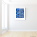 Grand Rapids, Michigan map art print in blue shapes designed by Maps As Art.