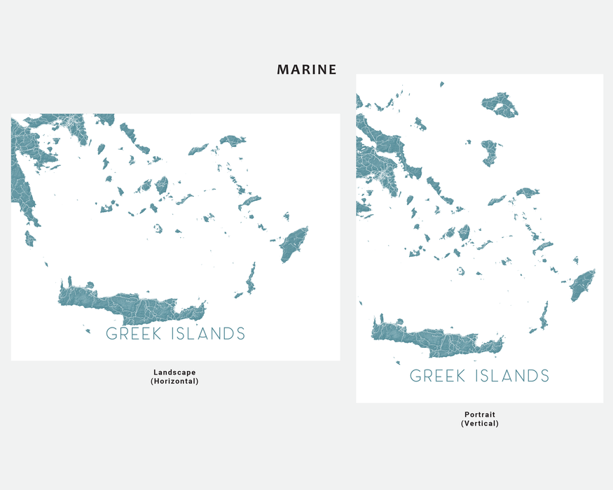 Greek Islands map print in Marine by Maps As Art.