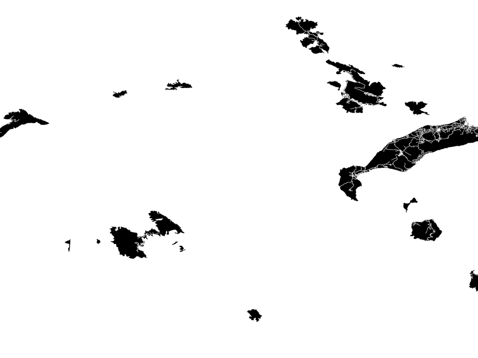 Greek Islands, Greece map print designed by Maps As Art.