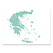 Greece map print with natural landscape in aqua tints designed by Maps As Art.