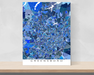 Greensboro, North Carolina map art print in blue shapes designed by Maps As Art.