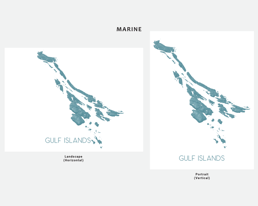 Gulf Islands map print in Marine by Maps As Art.