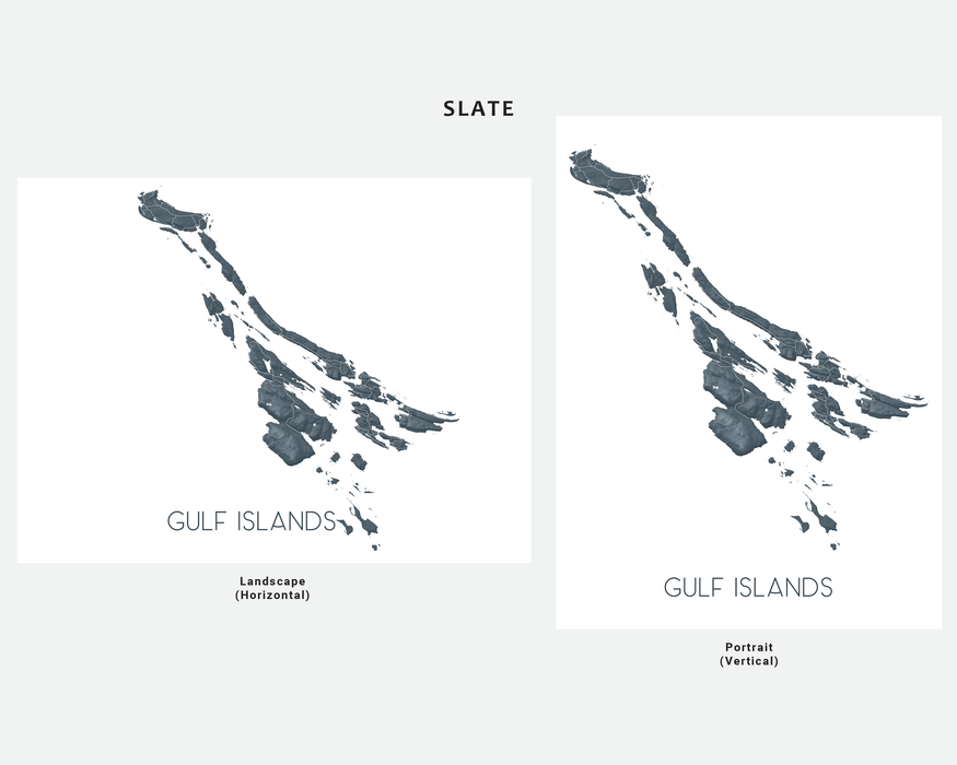 Gulf Islands map print in Slate by Maps As Art.