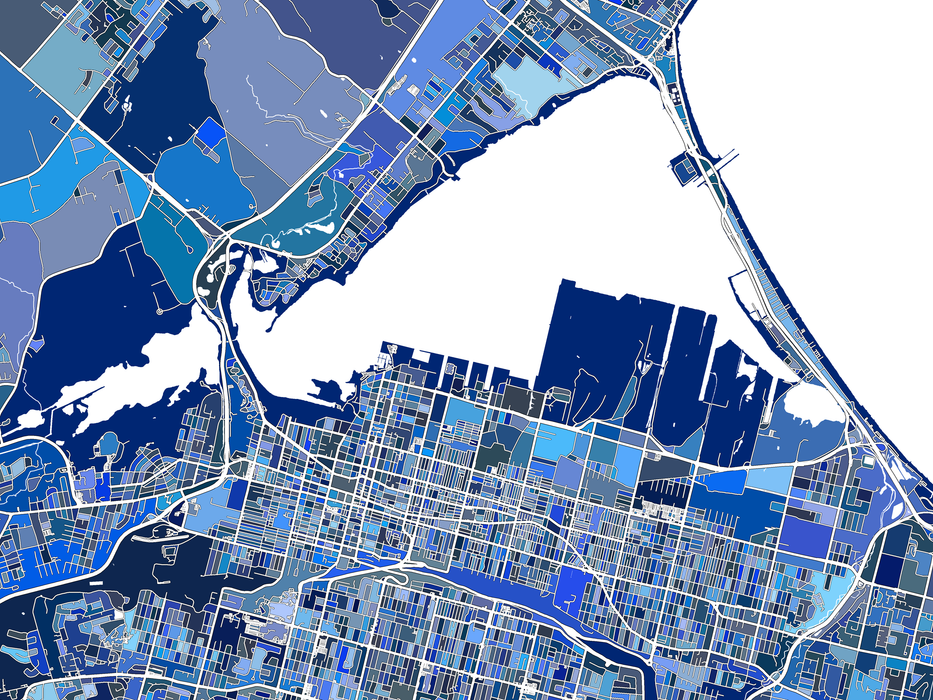Hamilton Map Print, Blue Geometric Ontario City Poster Maps, Canada ...