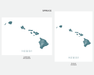 Hawaii islands map print in Spruce by Maps As Art.