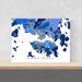 Hong Kong map art print in blue shapes designed by Maps As Art.
