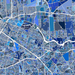 Houston, Texas map art print in blue shapes designed by Maps As Art.