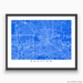 Houston, Texas map print with city streets and roads in Blue designed by Maps As Art.