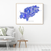 Ibiza, Spain map art print in blue, purple and lavender shapes designed by Maps As Art.