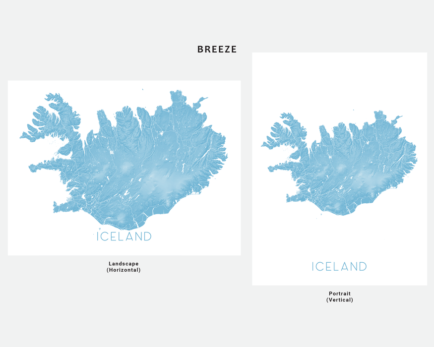 Iceland map print in Breeze by Maps As Art.