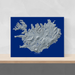 Iceland map print with natural landscape in greyscale and a navy blue background designed by Maps As Art.