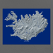 Iceland map print with natural landscape in greyscale and a navy blue background designed by Maps As Art.