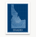 Idaho state blueprint map art print designed by Maps As Art.