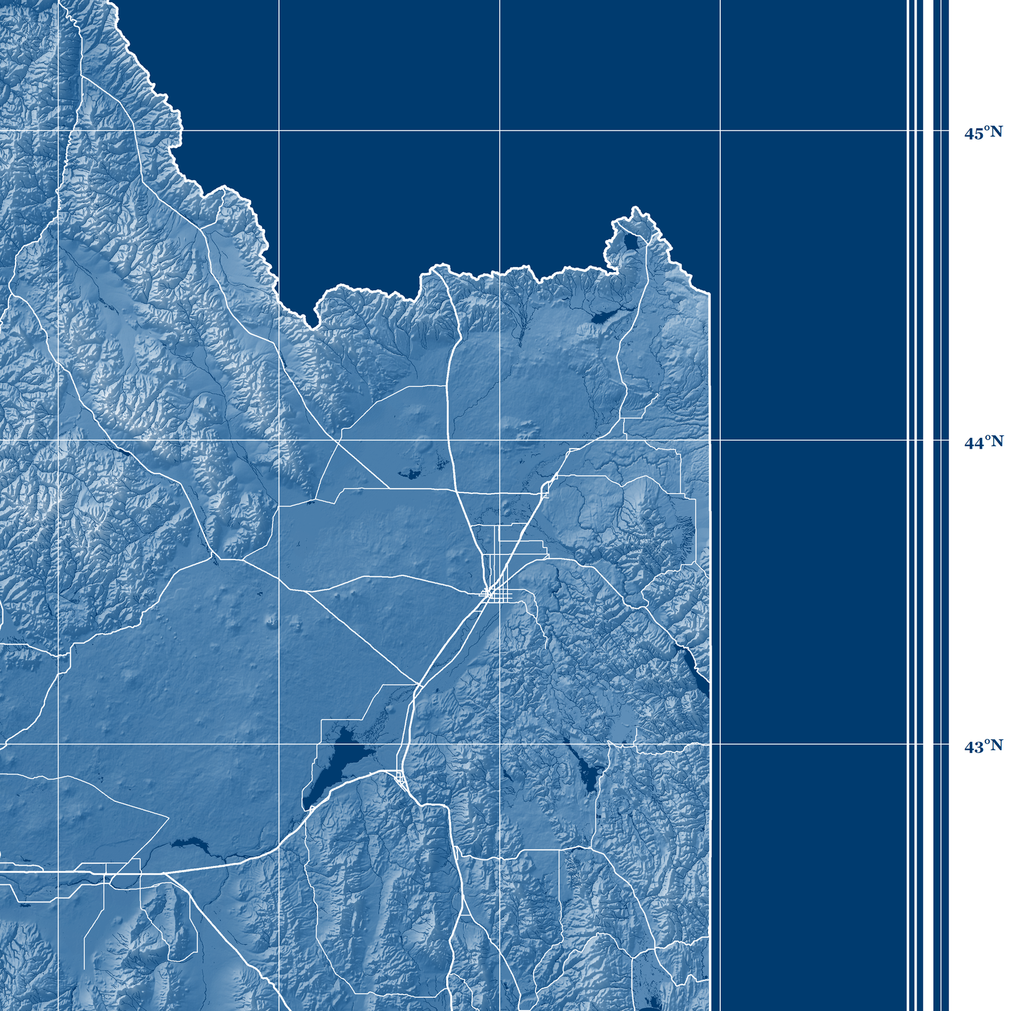 Idaho State Map Print Poster, Blueprint Style Wall Art Design — Maps As Art