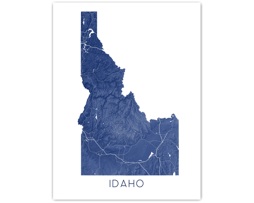 Idaho state map print in Midnight by Maps As Art.