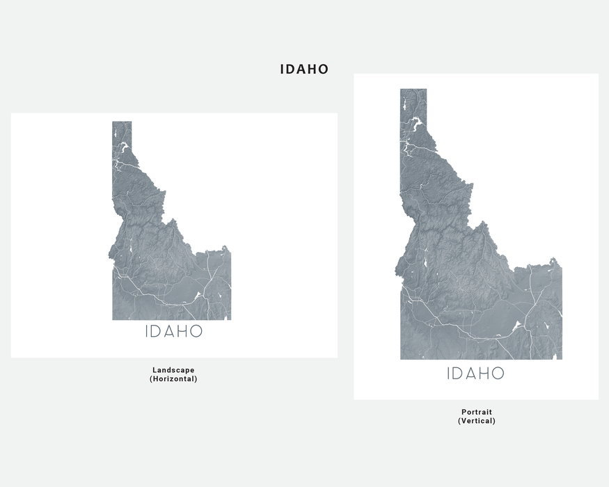 Idaho state map print in Granite by Maps As Art.