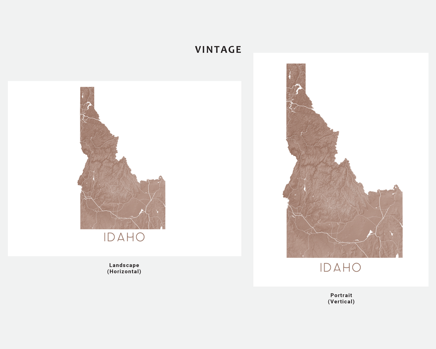 Idaho state map print in Vintage by Maps As Art.