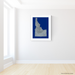 Idaho state map print with natural landscape in greyscale and a navy blue background designed by Maps As Art.