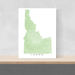Idaho state map print with natural landscape and main roads in Sage designed by Maps As Art.