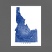 Idaho state map print with natural landscape and main roads in Navy designed by Maps As Art.
