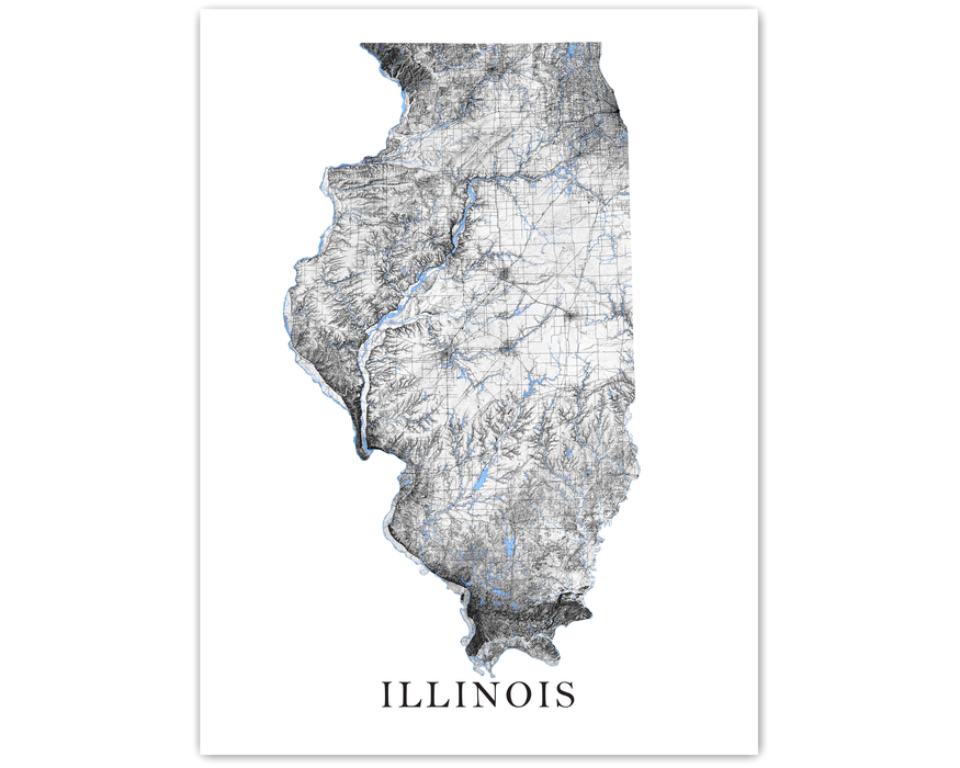 Illinois state map art print designed by Maps As Art.Illinois state map art print designed by Maps As Art.